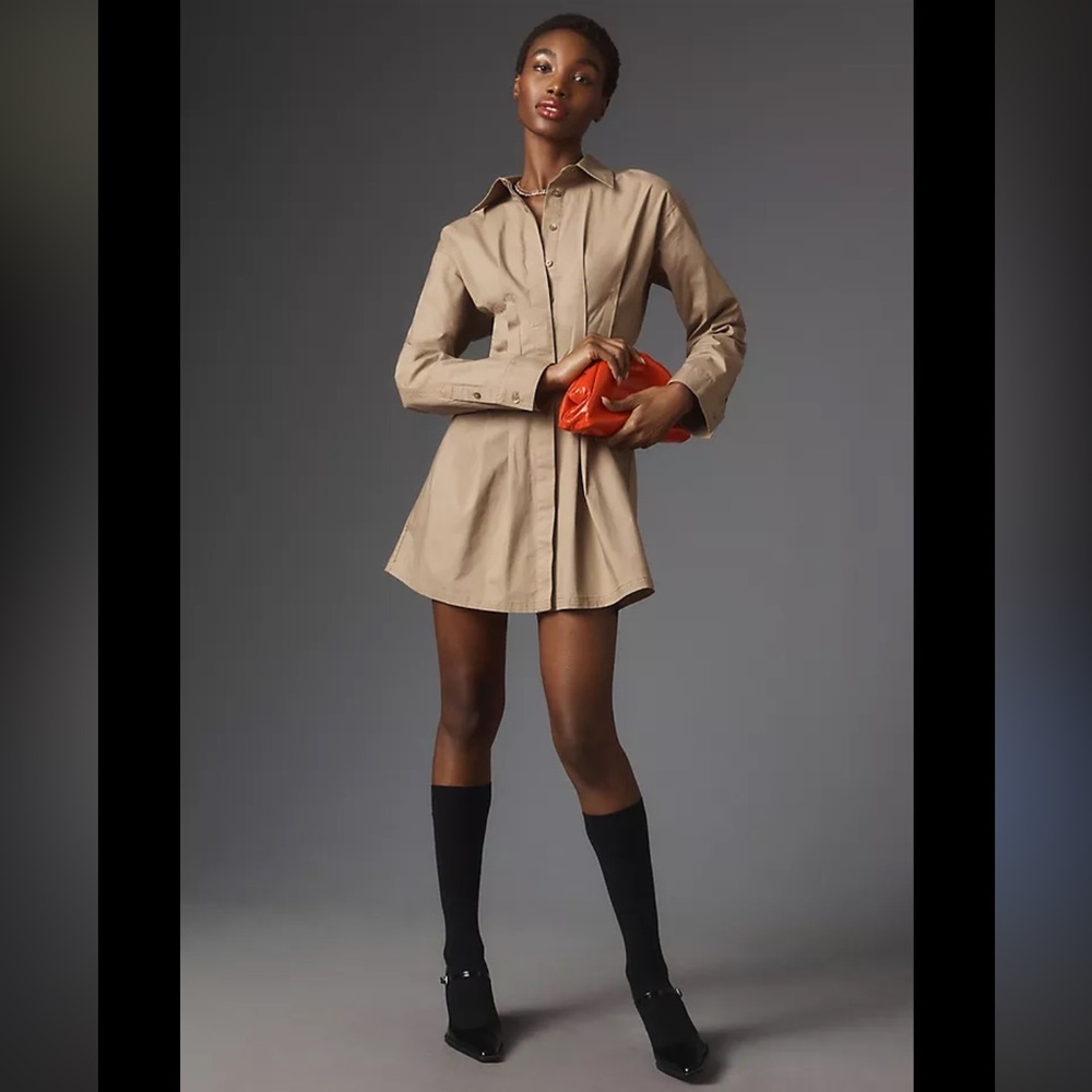 Pilcro Anthropologie Pintuck Mini Shirt Dress (Size L)